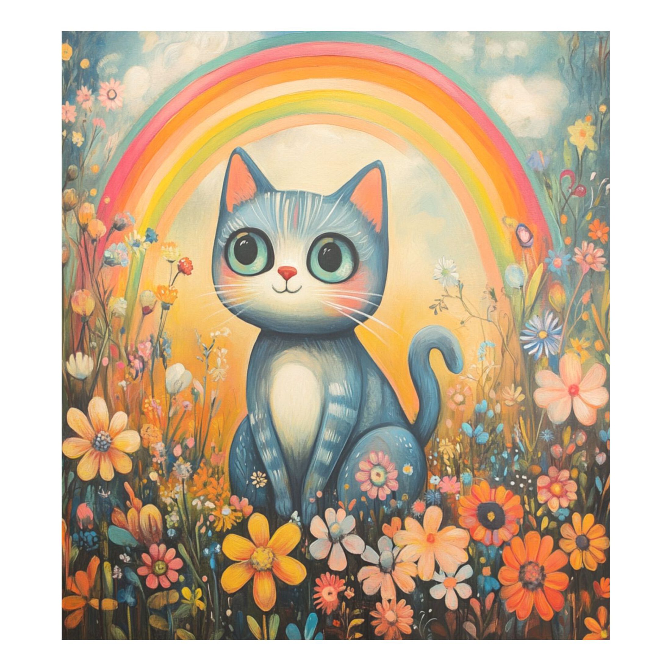 Dishwasher Magnetic Sticker 23x26 Inch Refrigerator Magnetic Sticker Washing Machine Magnetic Sticker Kitchen Panel Magnetic Sticker Home Decor Big-eyed Rainbow Cat