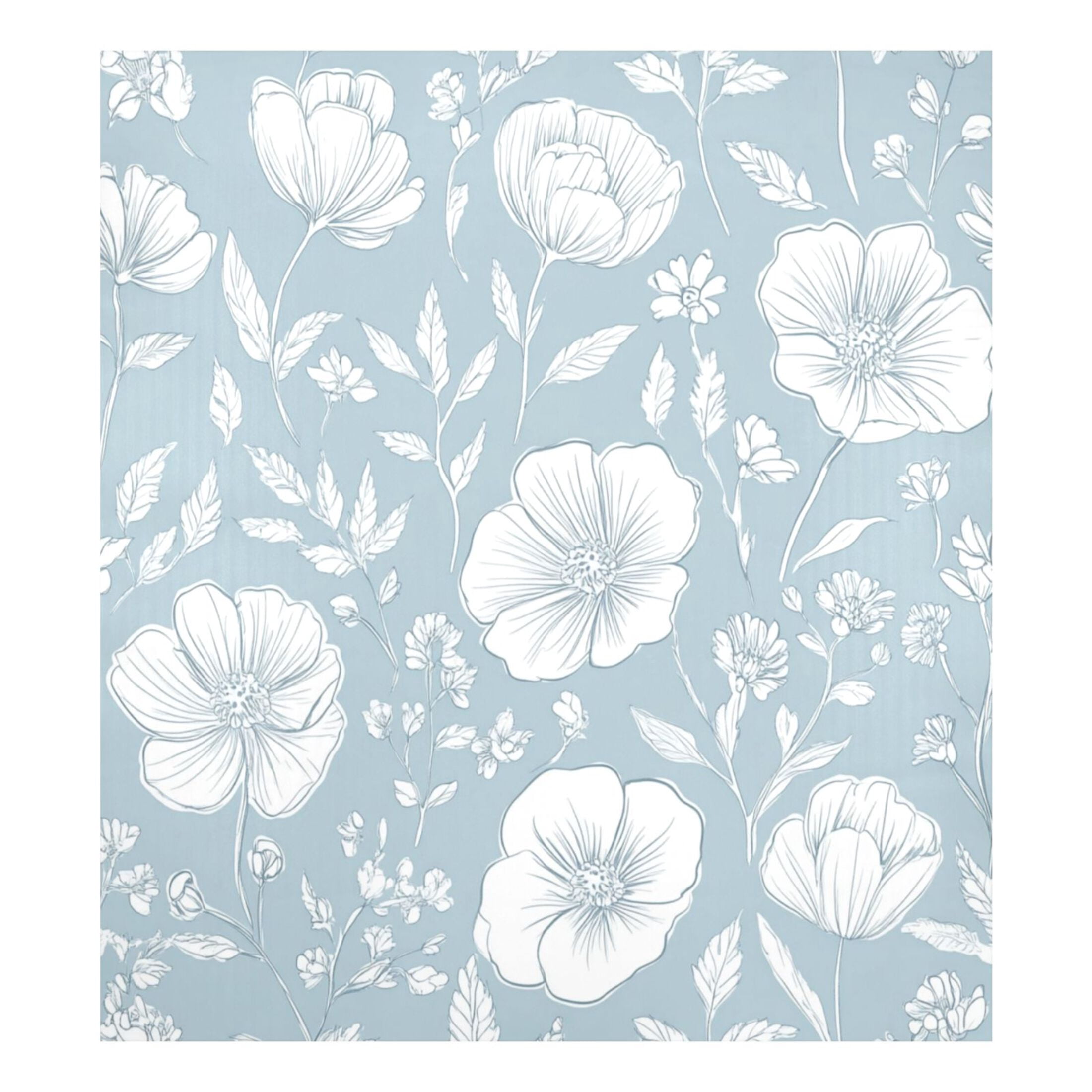 Dishwasher Magnetic Sticker 23x26 Inch Refrigerator Magnetic Sticker Washing Machine Magnetic Sticker Kitchen Panel Magnetic Sticker Home Decor Blue Cartoon White Flowers