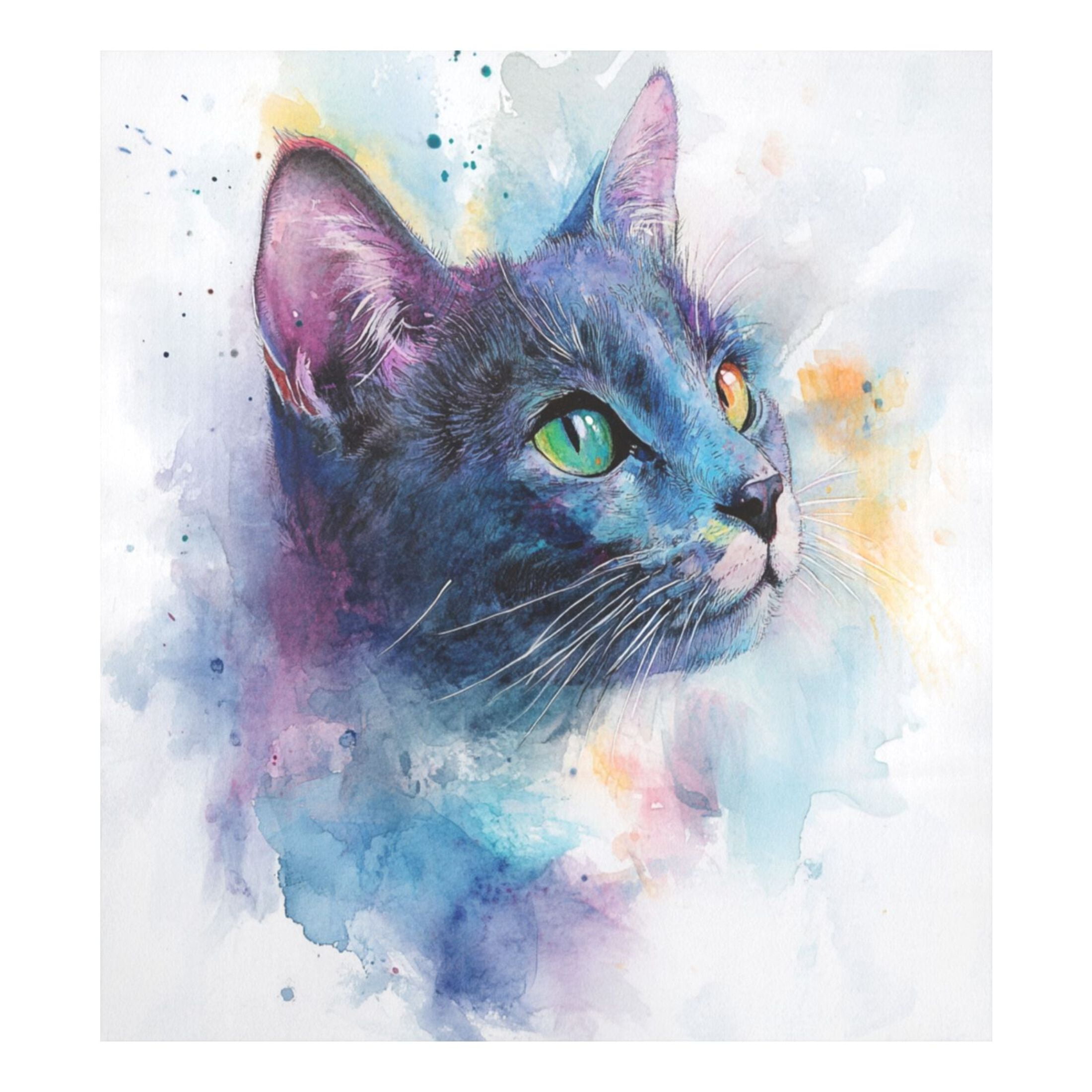 Dishwasher Magnetic Sticker 23x26 Inch Refrigerator Magnetic Sticker Washing Machine Magnetic Sticker Kitchen Panel Magnetic Sticker Home Decor Blue Watercolor Cat