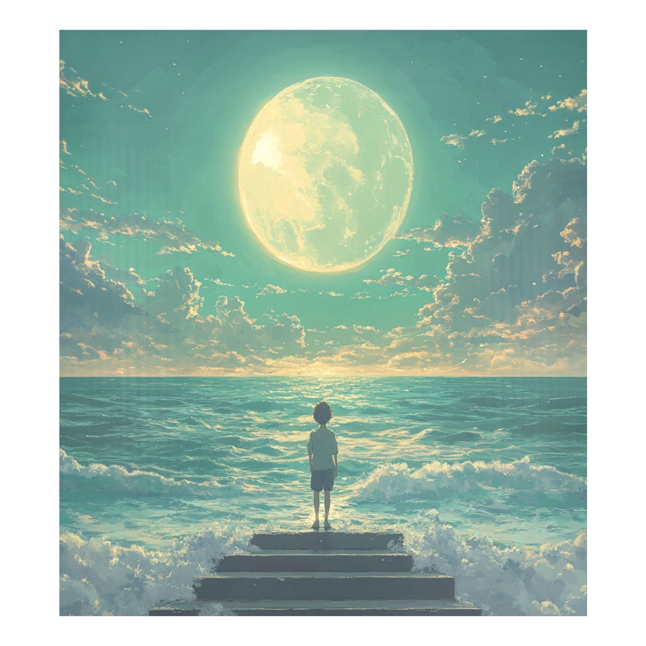 Dishwasher Magnetic Sticker 23x26 Inch Refrigerator Magnetic Sticker Washing Machine Magnetic Sticker Kitchen Panel Magnetic Sticker Home Decor Boy Moon Sea