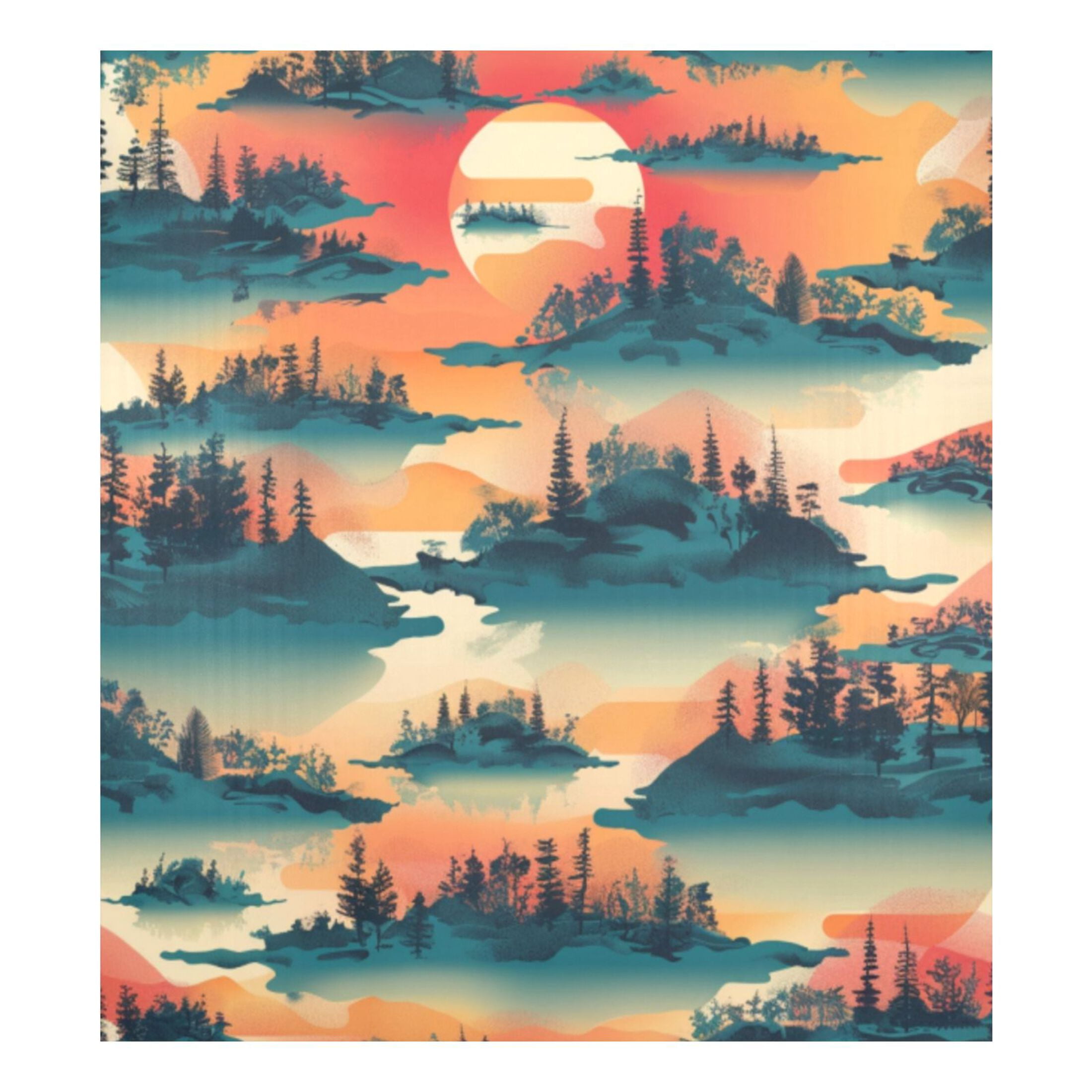 Dishwasher Magnetic Sticker 23x26 Inch Refrigerator Magnetic Sticker Washing Machine Magnetic Sticker Kitchen Panel Magnetic Sticker Home Decor Cartoon Sunsets and Trees