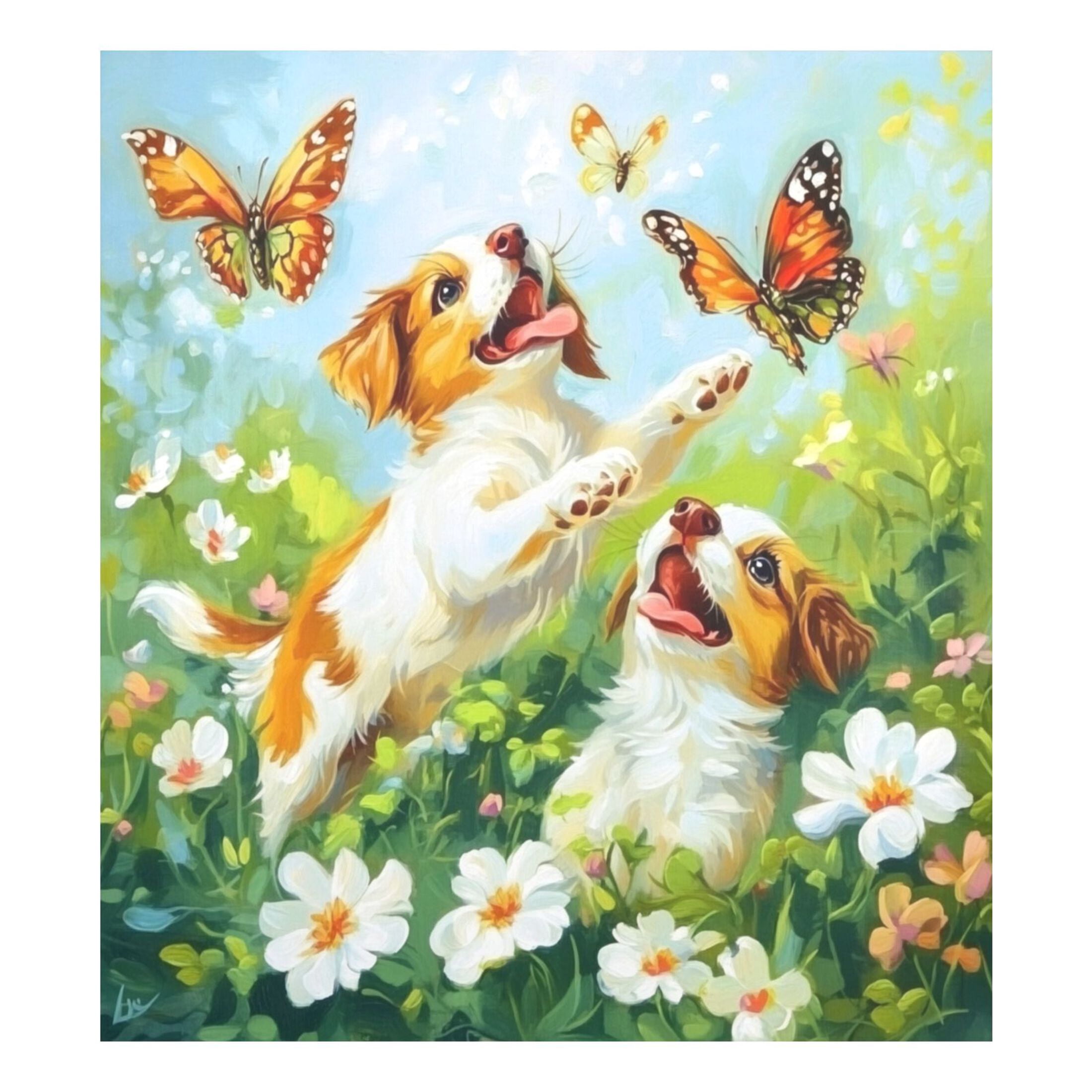 Dishwasher Magnetic Sticker 23x26 Inch Refrigerator Magnetic Sticker Washing Machine Magnetic Sticker Kitchen Panel Magnetic Sticker Home Decor Dogs and White Flowers