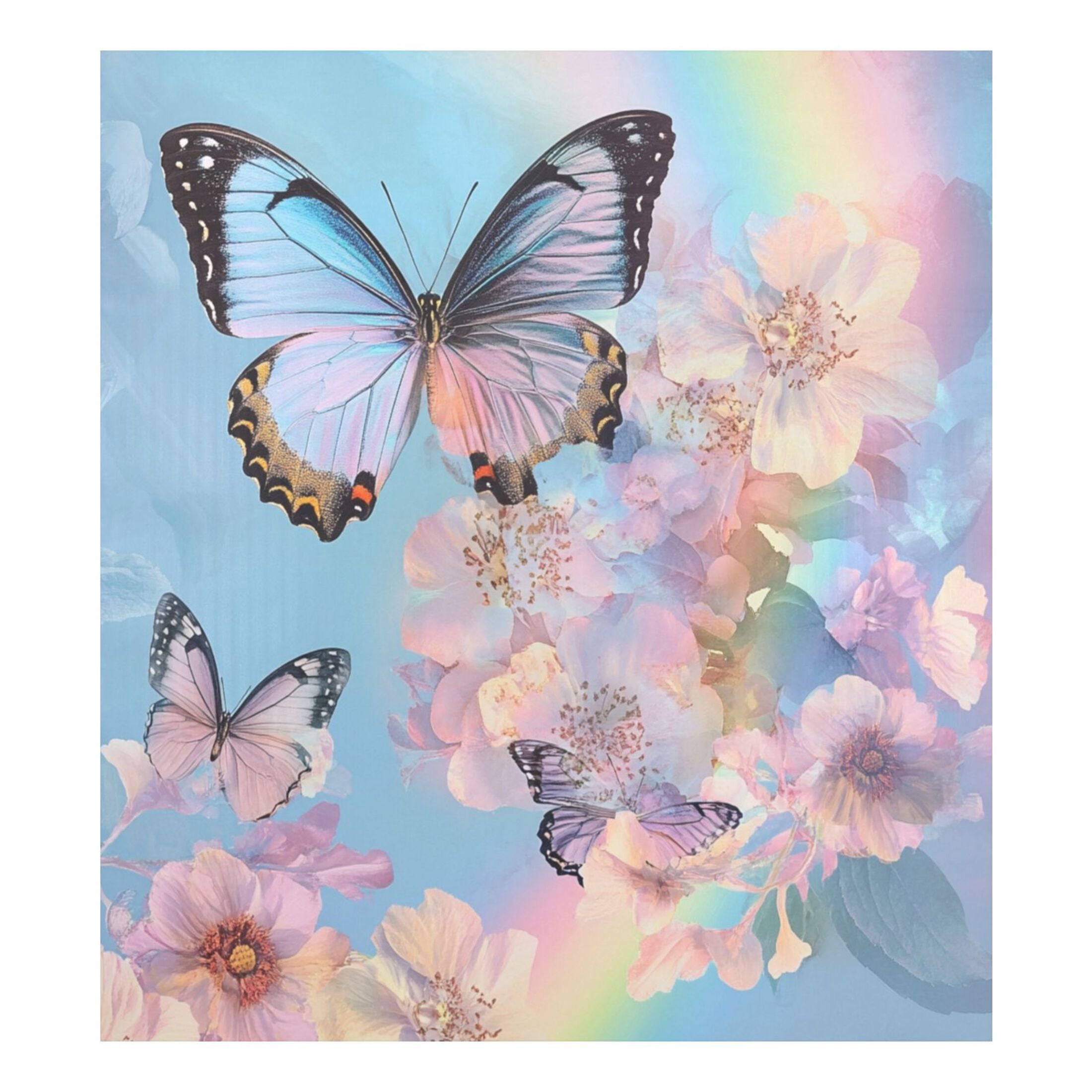 Dishwasher Magnetic Sticker 23x26 Inch Refrigerator Magnetic Sticker Washing Machine Magnetic Sticker Kitchen Panel Magnetic Sticker Home Decor Light Blue Flower Butterfly