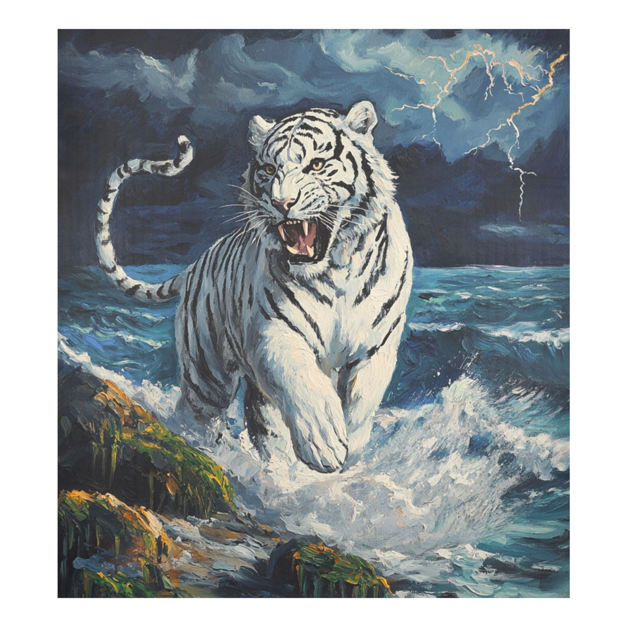 Dishwasher Magnetic Sticker 23x26 Inch Refrigerator Magnetic Sticker Washing Machine Magnetic Sticker Kitchen Panel Magnetic Sticker Home Decor The Sea and The White Tiger