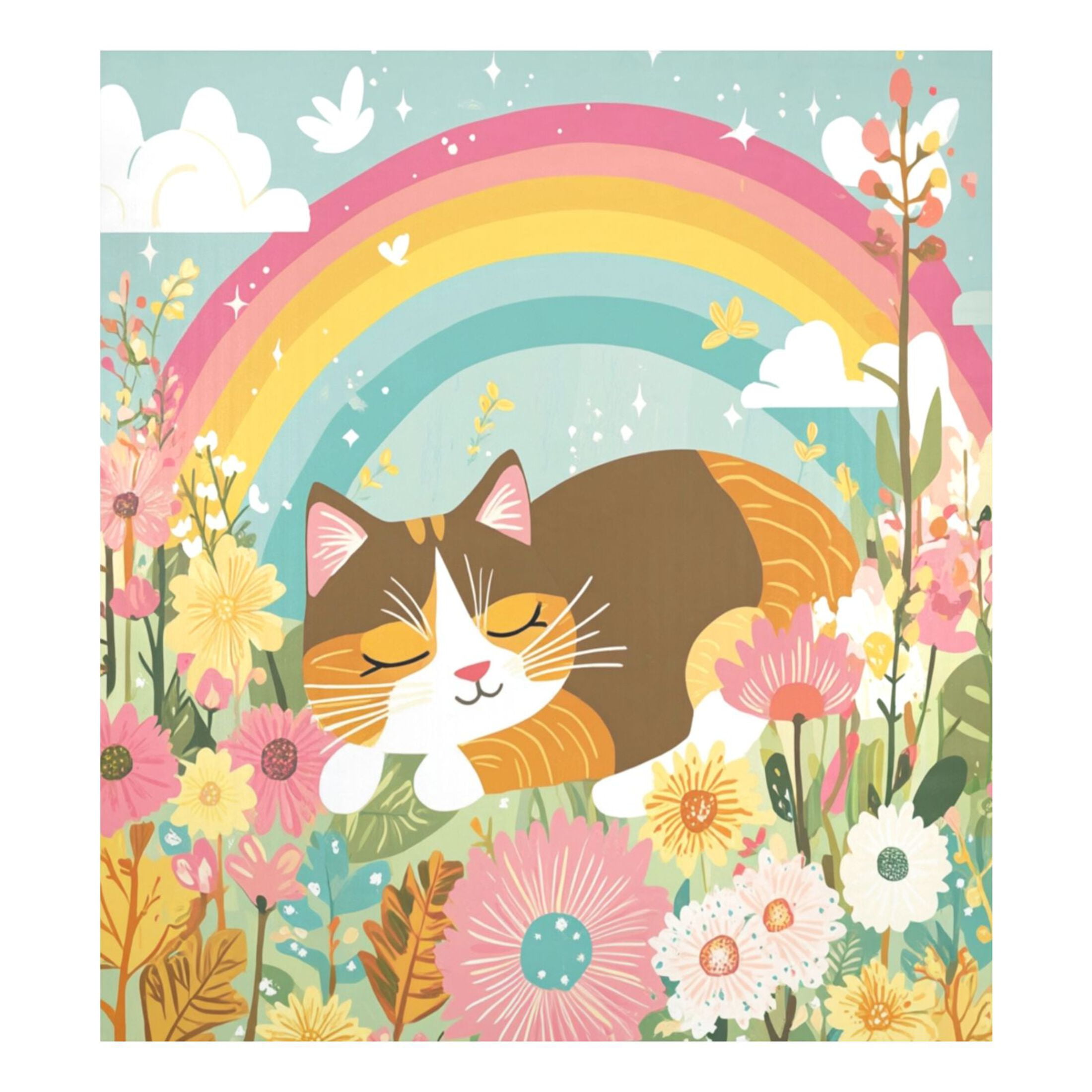 Dishwasher Magnetic Sticker 23x26 Inch Refrigerator Magnetic Sticker Washing Machine Magnetic Sticker Kitchen Panel Magnetic Sticker Home Decor Sleeping Rainbow Cat