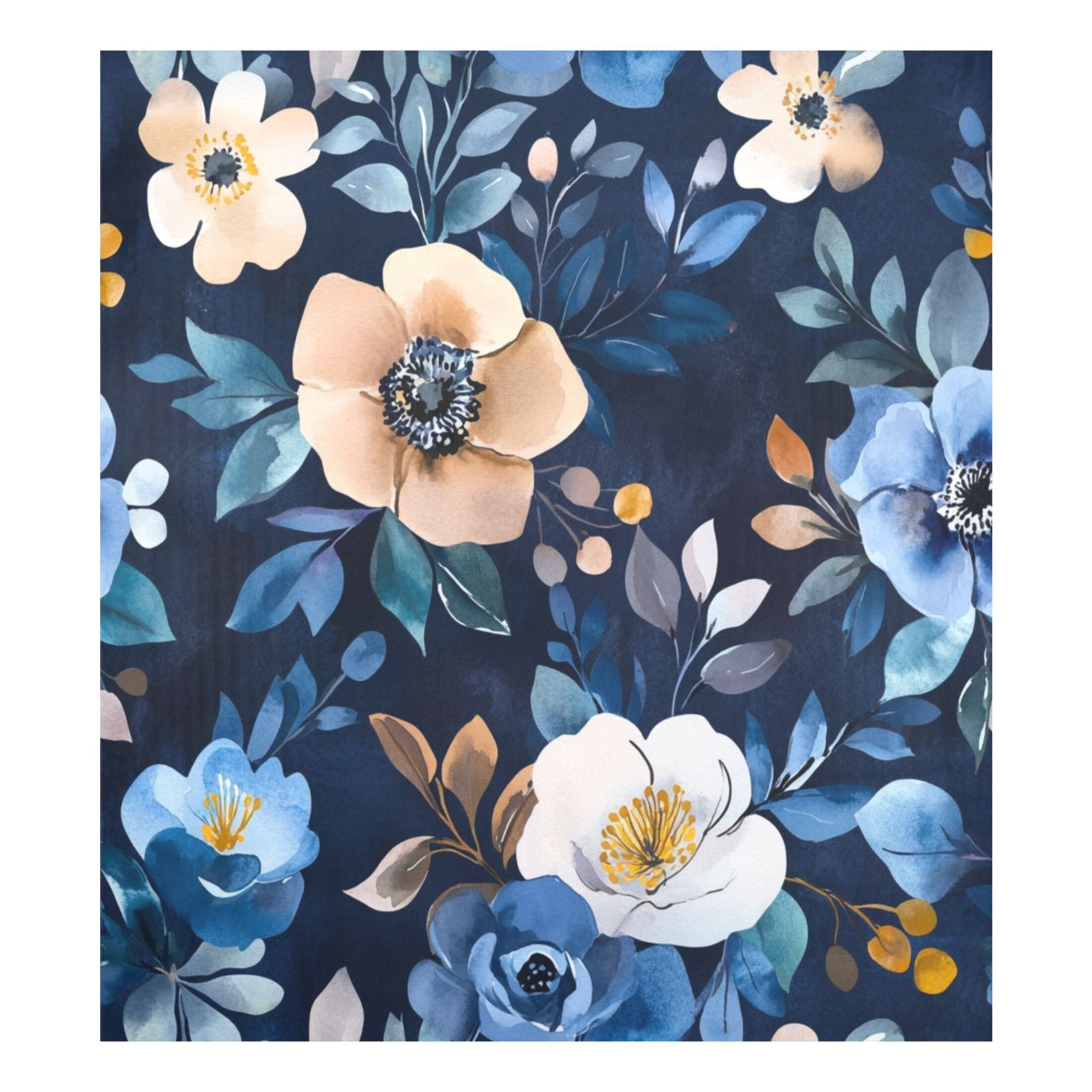 Dishwasher Magnetic Sticker 23x26 Inch Refrigerator Magnetic Sticker Washing Machine Magnetic Sticker Kitchen Panel Magnetic Sticker Home Decor Vibrant Navy Flowers