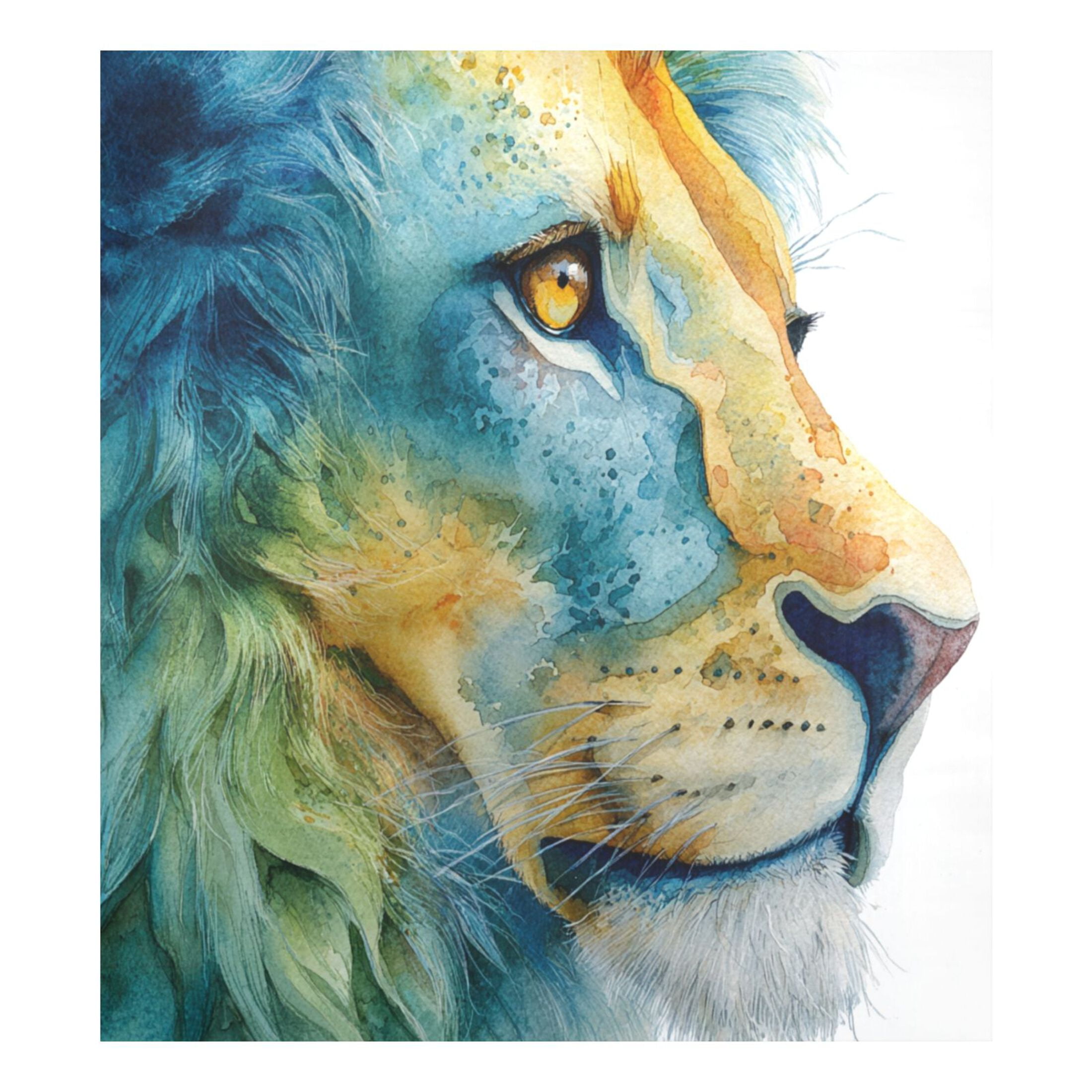 Dishwasher Magnetic Sticker 23x26 Inch Refrigerator Magnetic Sticker Washing Machine Magnetic Sticker Kitchen Panel Magnetic Sticker Home Decor Watercolor Blue Lion