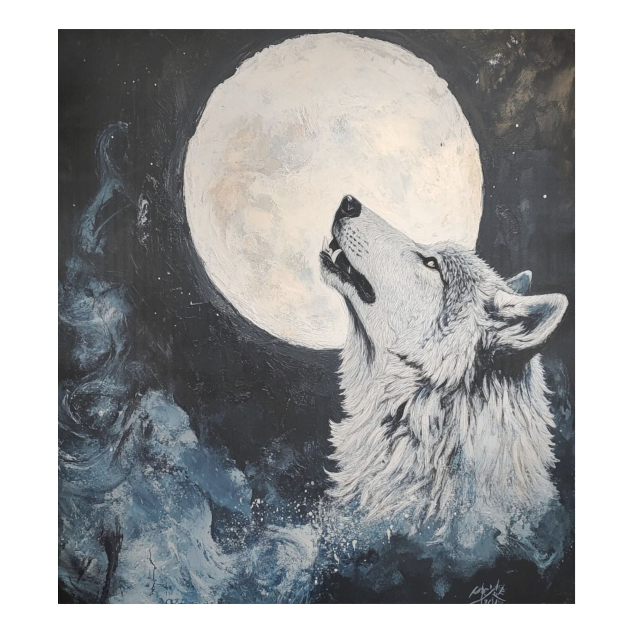 Dishwasher Magnetic Sticker 23x26 Inch Refrigerator Magnetic Sticker Washing Machine Magnetic Sticker Kitchen Panel Magnetic Sticker Home Decor White Wolf under The Moon
