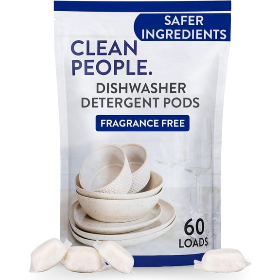 Dishwasher Pods - Cuts Grease & Rinses Sparkling Clean - Residue-Free - Phosphate Free Dishwashing Pods (60 Count, Fragrance Free)