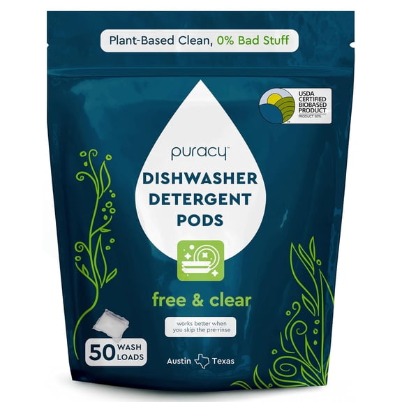 Dishwasher Pods, Dishwasher Detergent, Free & Clear Dish tabs - Enzyme-Powered, Spot & Residue Free - TikTok Trend Items, Must Haves from TikTok Made Me Buy It (Free & Clear, 50 Count)