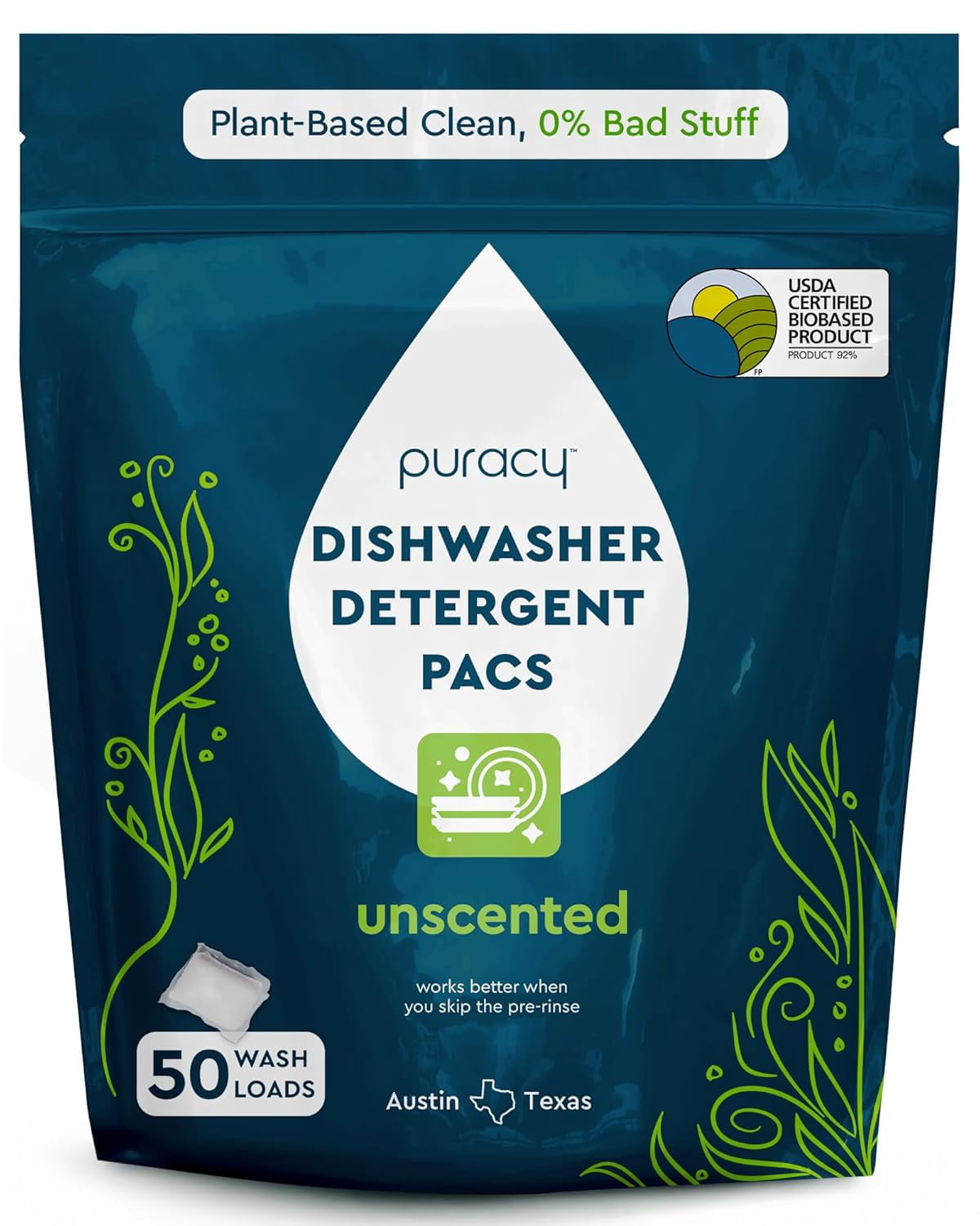 Dishwasher Pods, Dishwasher Detergent, Free & Clear Dish tabs - Enzyme-Powered, Spot & Residue Free - TikTok Trend Items, Must Haves from TikTok Made Me Buy It (Free & Clear, 50 Count)