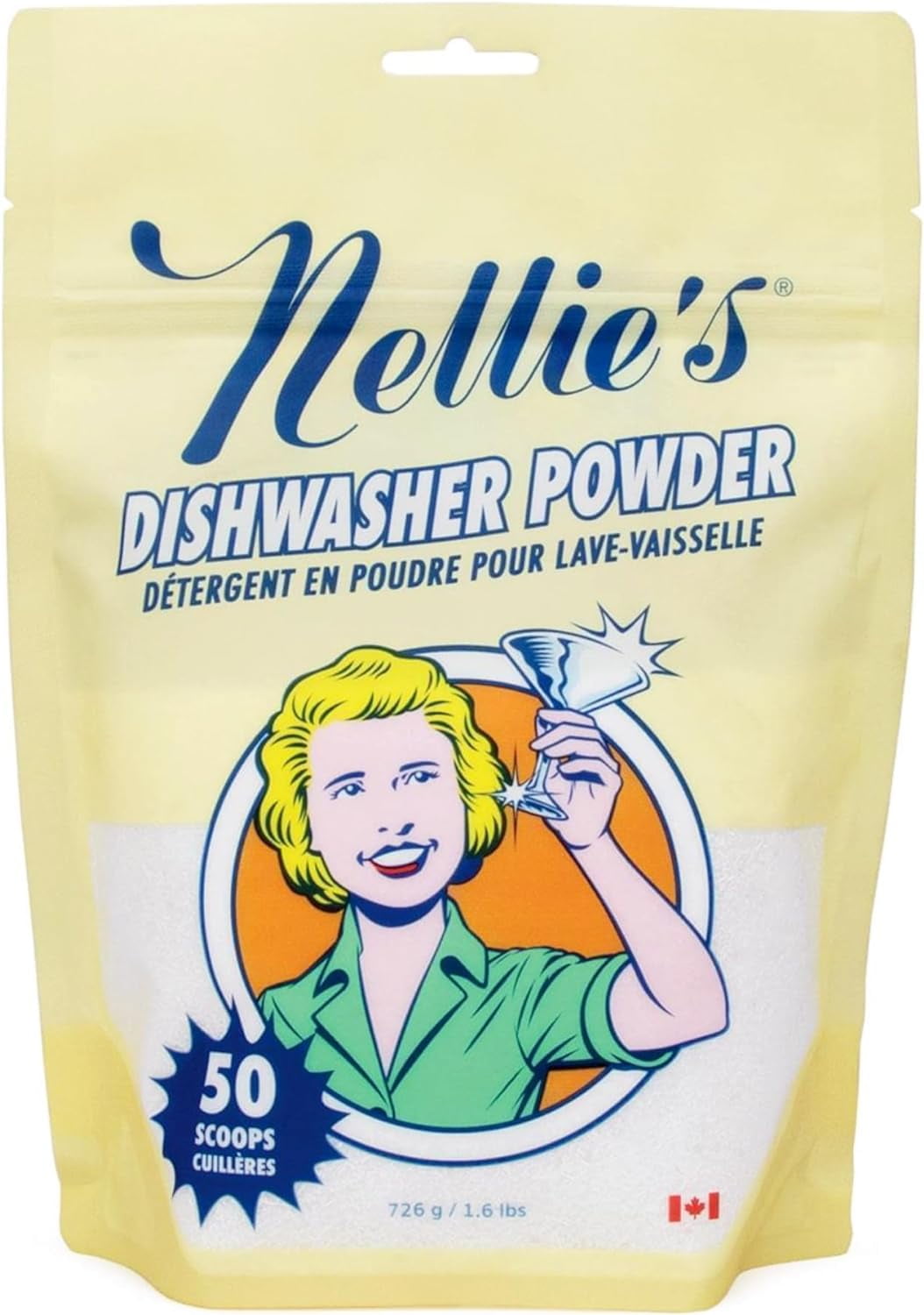 Dishwasher Powder - 50 Load Plant-Based Detergent Septic Safe, Fragrance-Free Easily Penetrates Grease & Food Particles Phosphate-Free ( Canada)