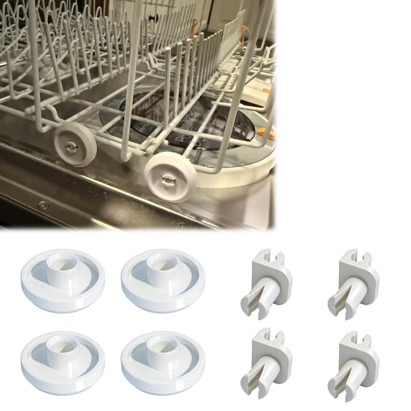 Dishwasher Replacement Rollers and Brackets for Miele, Upper Rack Wheel Support Kit, Smooth Sliding Basket Parts for Kitchen Repair, 4 PCS