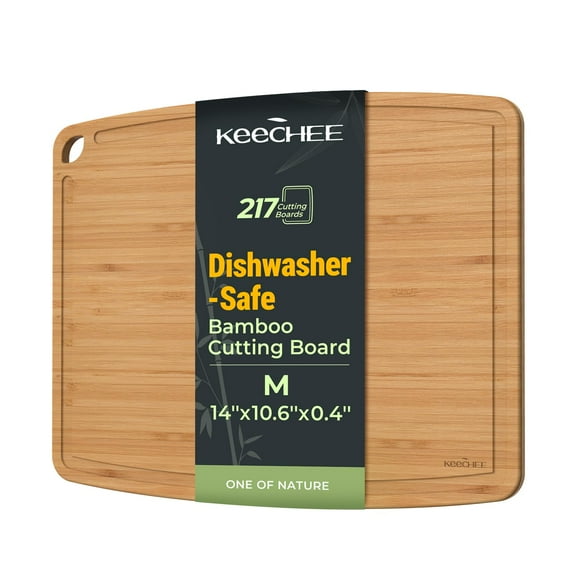 Dishwasher Safe Bamboo Cutting Board, Lightweight & Durable Wood Cutting Board, Reversible with Juice Groove, Easy to Store & Clean, Ideal Kitchen Gift for Home Cooks