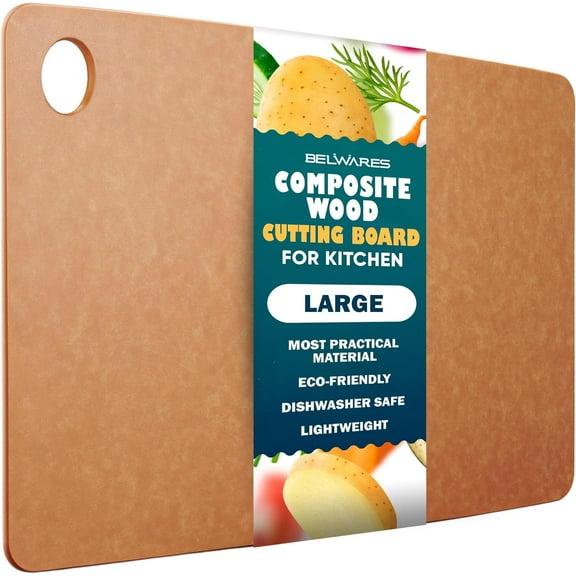 Dishwasher Safe Cutting Board for Kitchen - Lar Composite Wood Chopping Board, Thin & Lightweight, Heat Resistant, BPA-Free and Eco-Friendly Meal Prep, 14.5 x 11.25 Inch (Natural)