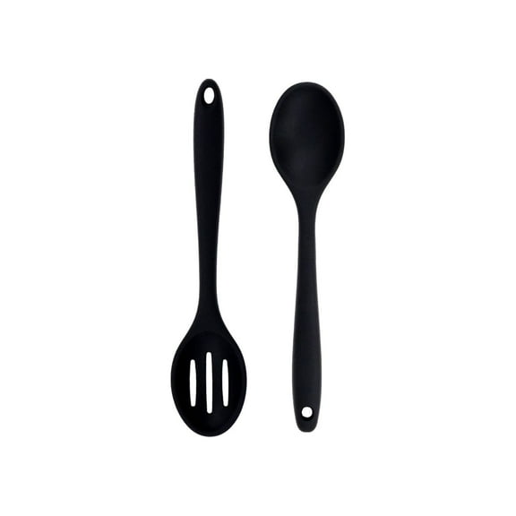 Dishwasher Safe Tableware,Ceramic Tableware,High Temperature Silicone Spoons (1 Solid Spoon 1 Slotted Spoon)