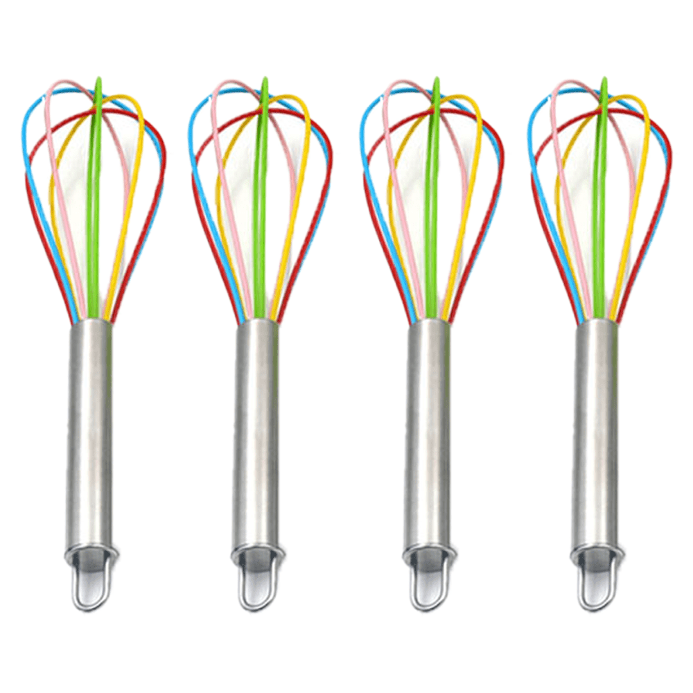 Dishwasher Safe Whisk Set 4 Pack Colorful Mini Silicone Kitchen Whisks