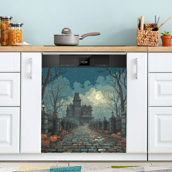 Dishwasher Sticker Dishwasher Cover Magnet Refrigerator Home Decorative Art Kitchen Panel Decal Ancient Mansion 23x26 Inch