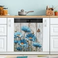 thumbnail image 1 of Dishwasher Sticker Dishwasher Cover Magnet Refrigerator Home Decorative Art Kitchen Panel Decal Cyan Daisy Flowers 23x26 Inch, 1 of 6
