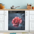 thumbnail image 1 of Dishwasher Sticker Dishwasher Cover Magnet Refrigerator Home Decorative Art Kitchen Panel Decal Red Roses Blooming in The Rain 23x26 Inch, 1 of 6