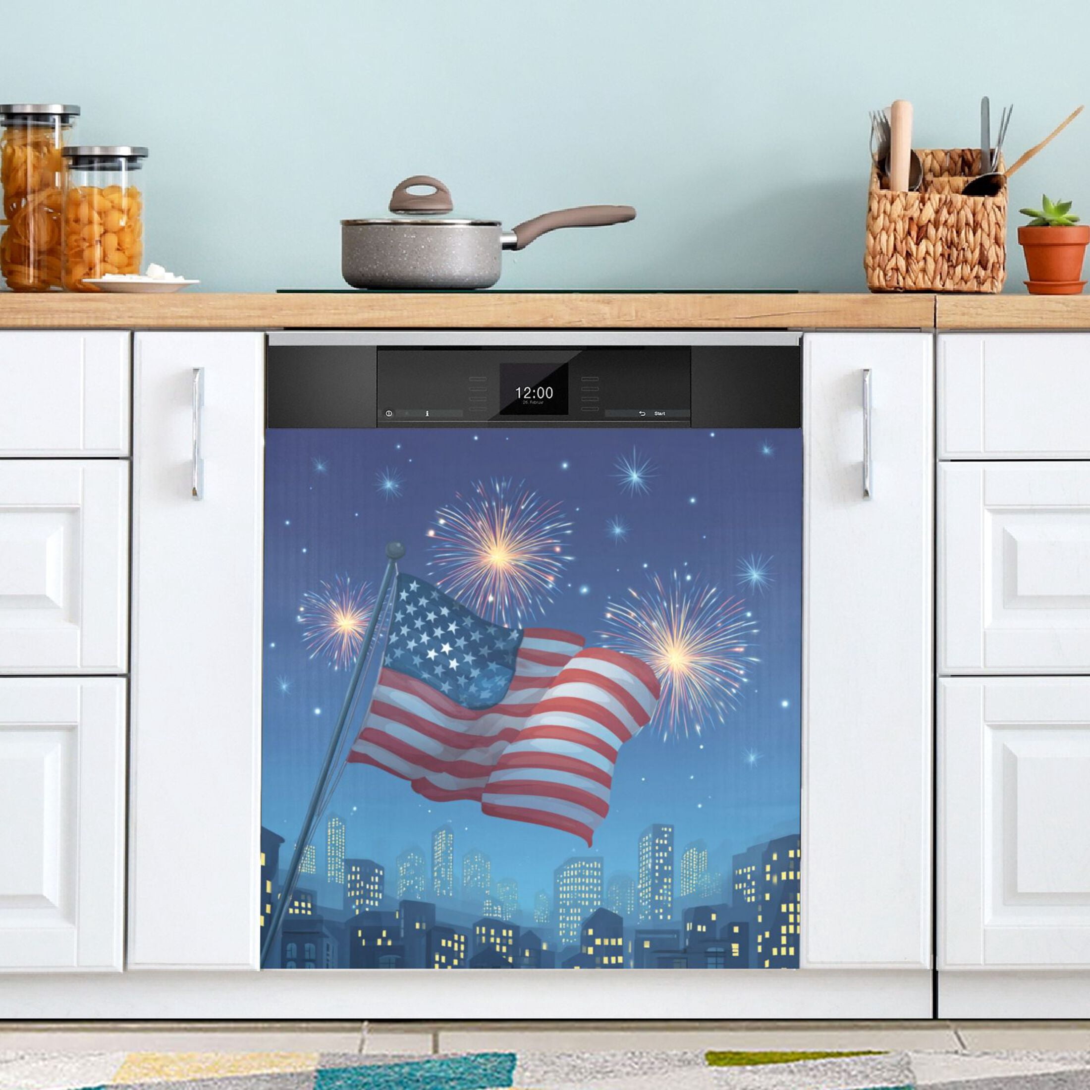 Dishwasher Sticker Magnetic Dishwasher Sticker Magnetic Decorative Sticker Refrigerator Sticker Dishwasher Decorative Stickers American Flag Fireworks