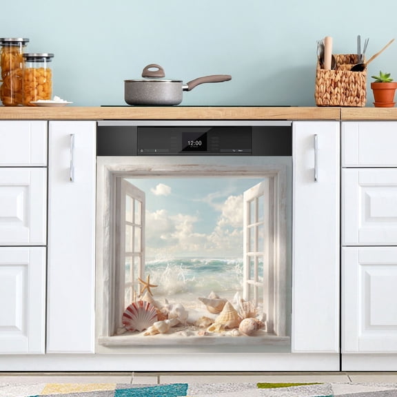 Dishwasher Sticker Magnetic Dishwasher Sticker Magnetic Decorative Sticker Refrigerator Sticker Dishwasher Decorative Stickers Beach Open Window View