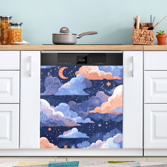 Dishwasher Sticker Magnetic Dishwasher Sticker Magnetic Decorative Sticker Refrigerator Sticker Dishwasher Decorative Stickers Beautiful Blue Clouds
