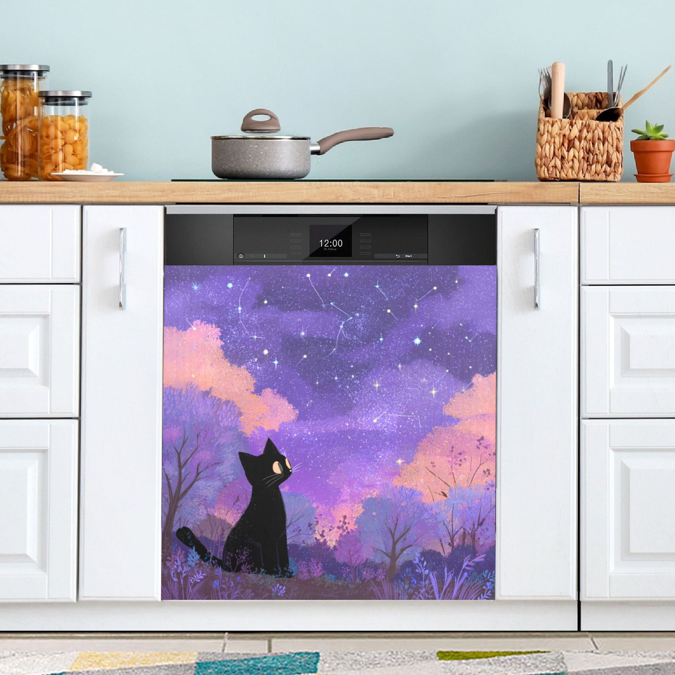 Dishwasher Sticker Magnetic Dishwasher Sticker Magnetic Decorative Sticker Refrigerator Sticker Dishwasher Decorative Stickers Black Cat Cute