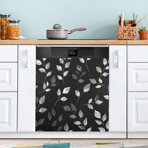 Dishwasher Sticker Magnetic Dishwasher Sticker Magnetic Decorative Sticker Refrigerator Sticker Dishwasher Decorative Stickers Black Leaves