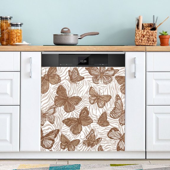 Dishwasher Sticker Magnetic Dishwasher Sticker Magnetic Decorative Sticker Refrigerator Sticker Dishwasher Decorative Stickers Butterflies and Zebra