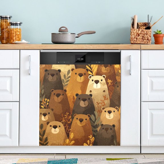 Dishwasher Sticker Magnetic Dishwasher Sticker Magnetic Decorative Sticker Refrigerator Sticker Dishwasher Decorative Stickers Cartoon Beaver Group