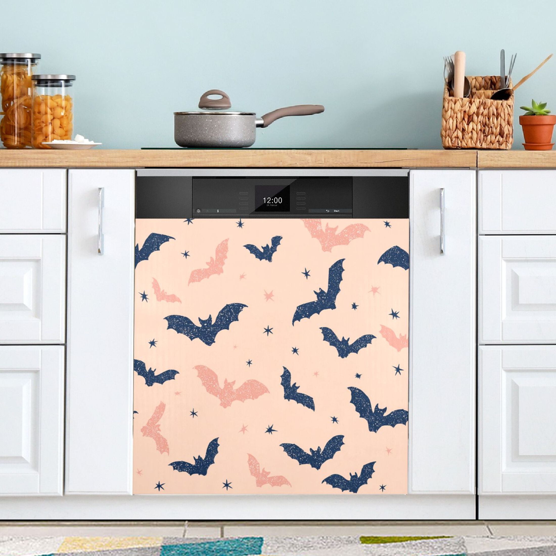 Dishwasher Sticker Magnetic Dishwasher Sticker Magnetic Decorative Sticker Refrigerator Sticker Dishwasher Decorative Stickers Cartoon Black Bats