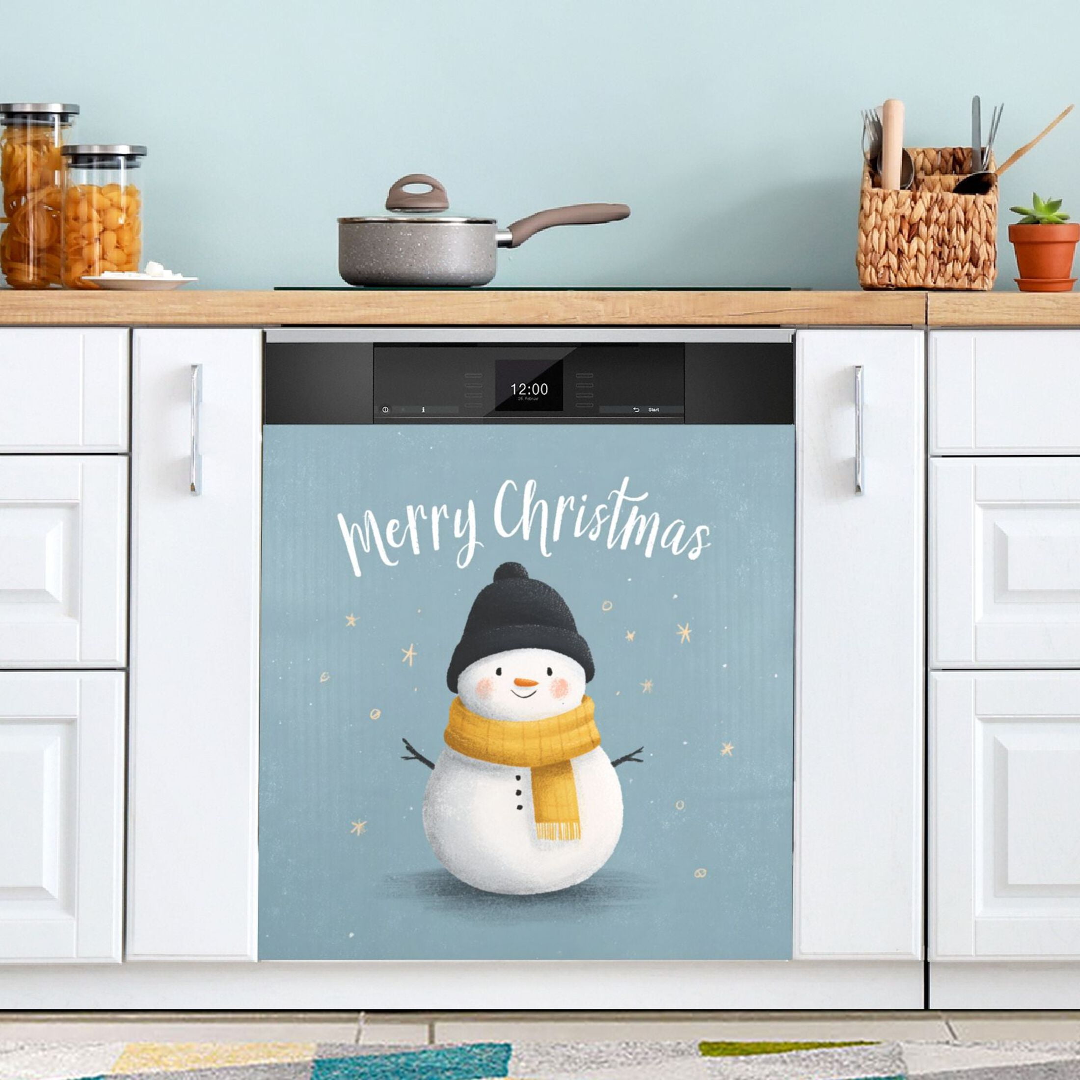 Dishwasher Sticker Magnetic Dishwasher Sticker Magnetic Decorative Sticker Refrigerator Sticker Dishwasher Decorative Stickers Cartoon Christmas Snowman