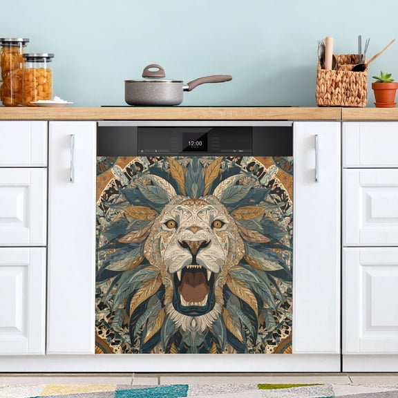 Dishwasher Sticker Magnetic Dishwasher Sticker Magnetic Decorative Sticker Refrigerator Sticker Dishwasher Decorative Stickers Cartoon Fierce Lion