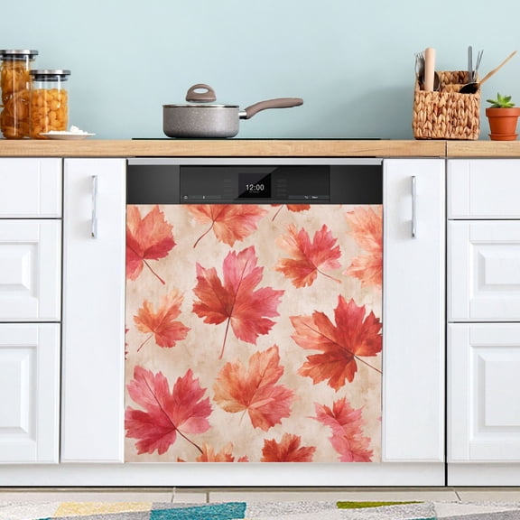 Dishwasher Sticker Magnetic Dishwasher Sticker Magnetic Decorative Sticker Refrigerator Sticker Dishwasher Decorative Stickers Cartoon Red Maple Leaf