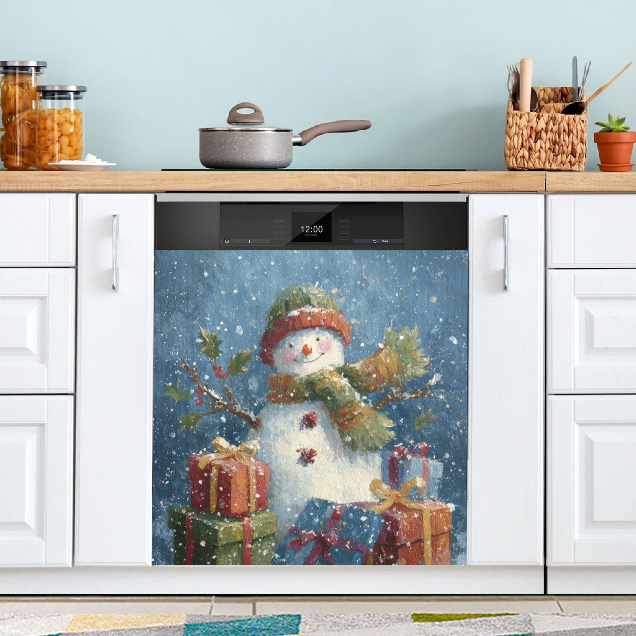 Dishwasher Sticker Magnetic Dishwasher Sticker Magnetic Decorative Sticker Refrigerator Sticker Dishwasher Decorative Stickers Christmas Snowman Cute