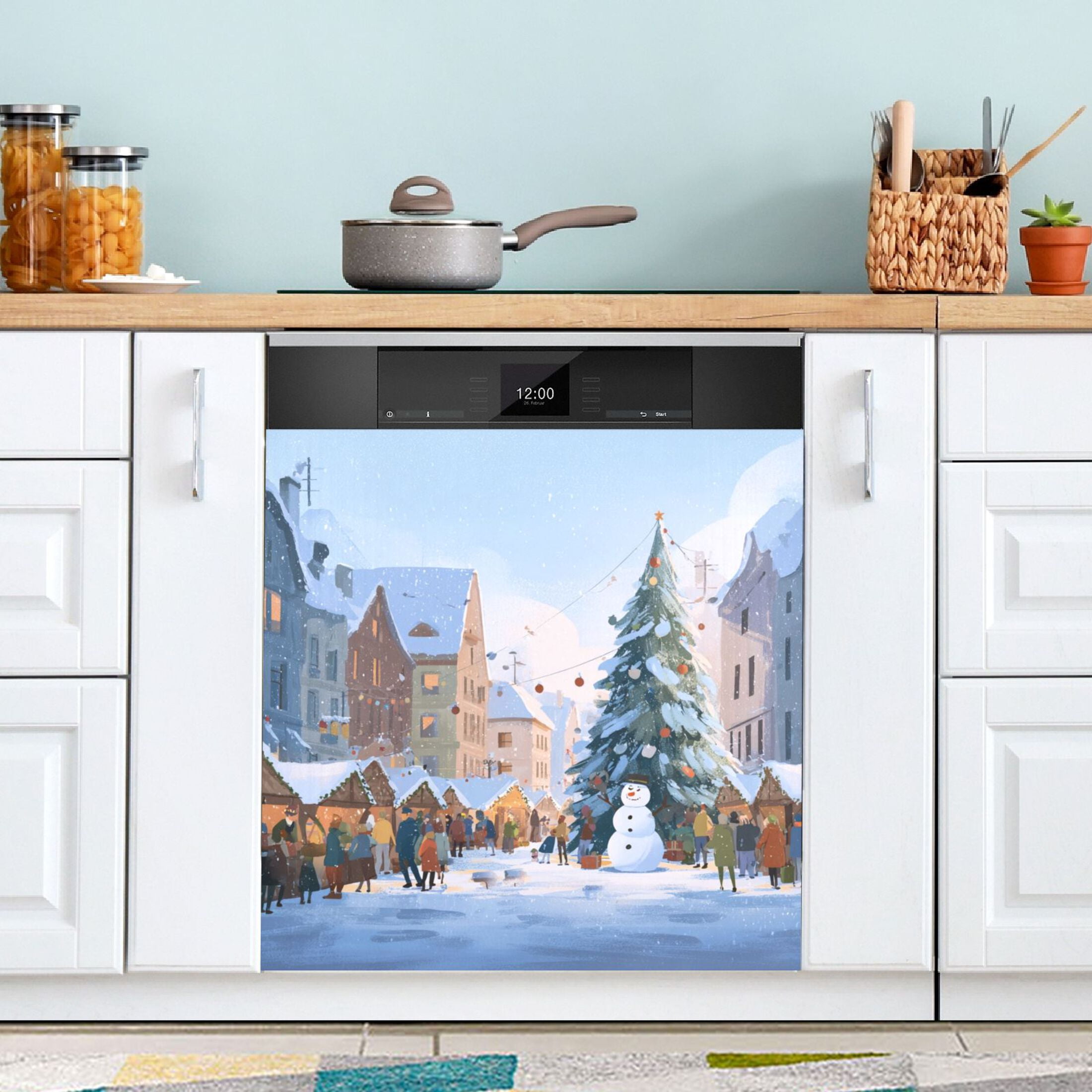 Dishwasher Sticker Magnetic Dishwasher Sticker Magnetic Decorative Sticker Refrigerator Sticker Dishwasher Decorative Stickers Christmas Street in The Snow