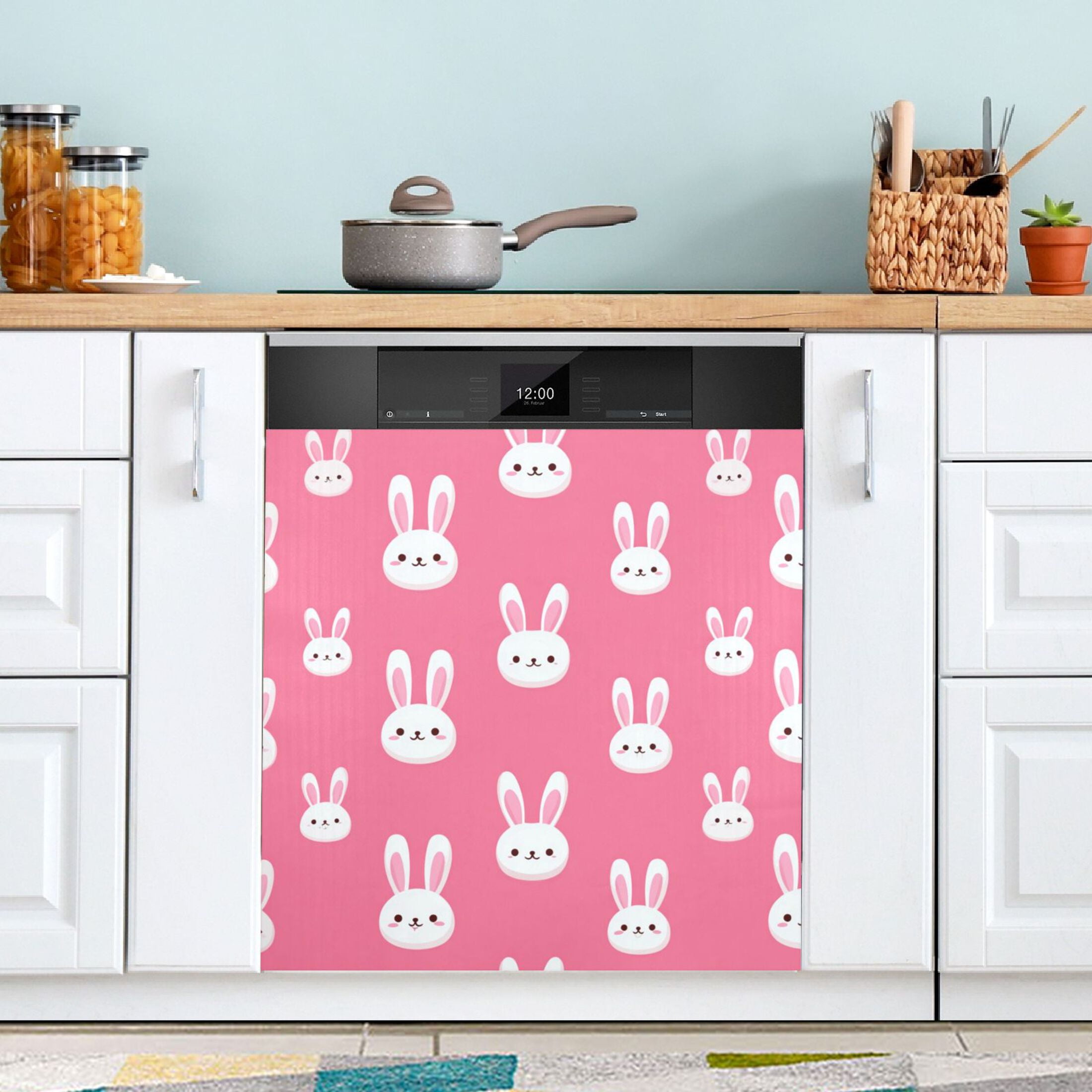Dishwasher Sticker Magnetic Dishwasher Sticker Magnetic Decorative Sticker Refrigerator Sticker Dishwasher Decorative Stickers Cute White Rabbits