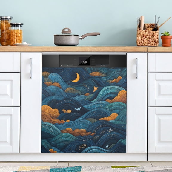 Dishwasher Sticker Magnetic Dishwasher Sticker Magnetic Decorative Sticker Refrigerator Sticker Dishwasher Decorative Stickers Dark Blue Clouds