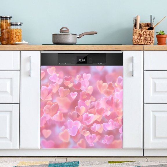 Dishwasher Sticker Magnetic Dishwasher Sticker Magnetic Decorative Sticker Refrigerator Sticker Dishwasher Decorative Stickers Floating Pink Heart