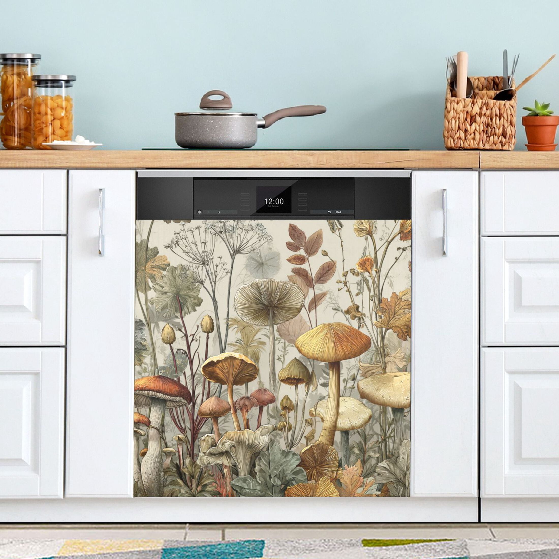 Dishwasher Sticker Magnetic Dishwasher Sticker Magnetic Decorative Sticker Refrigerator Sticker Dishwasher Decorative Stickers Gray Mushroom