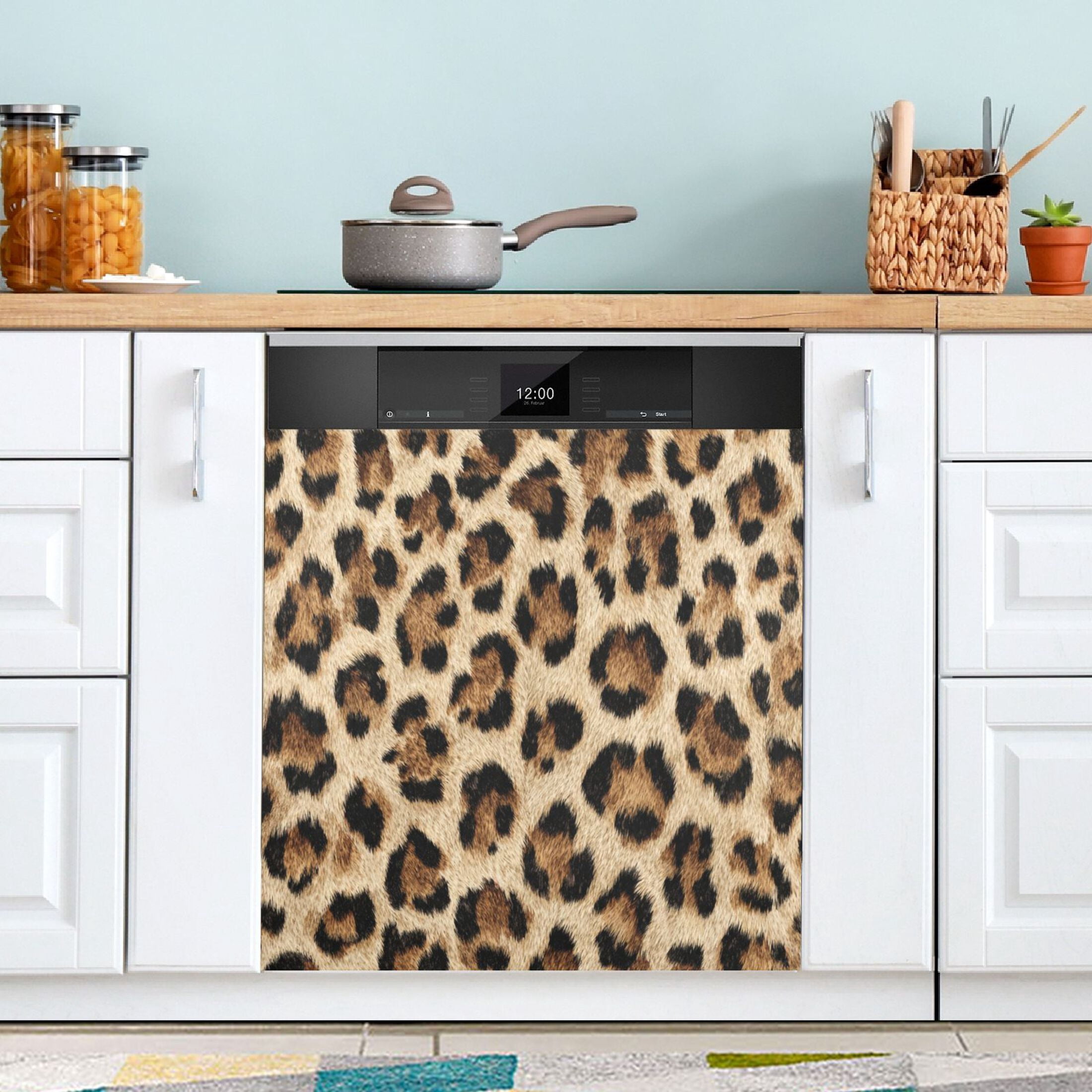 Dishwasher Sticker Magnetic Dishwasher Sticker Magnetic Decorative Sticker Refrigerator Sticker Dishwasher Decorative Stickers Leopard Pattern