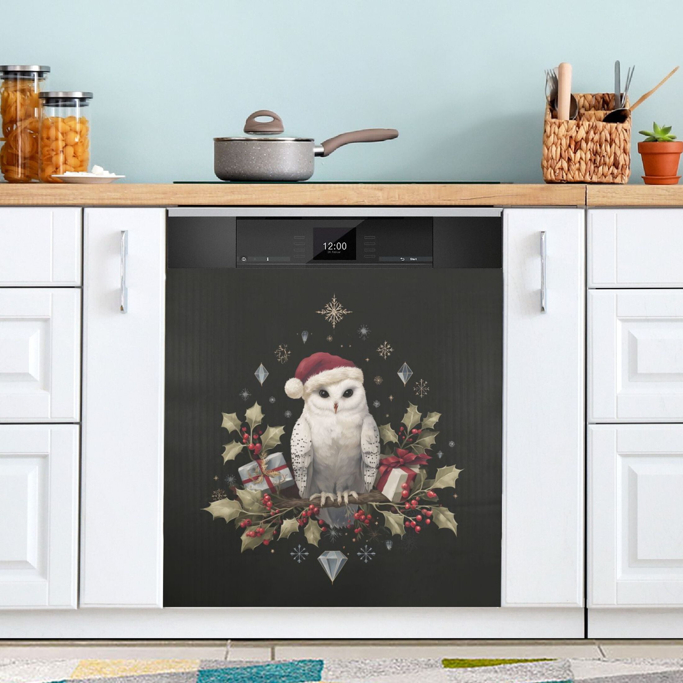 Dishwasher Sticker Magnetic Dishwasher Sticker Magnetic Decorative Sticker Refrigerator Sticker Dishwasher Decorative Stickers Magical Christmas Black Owl