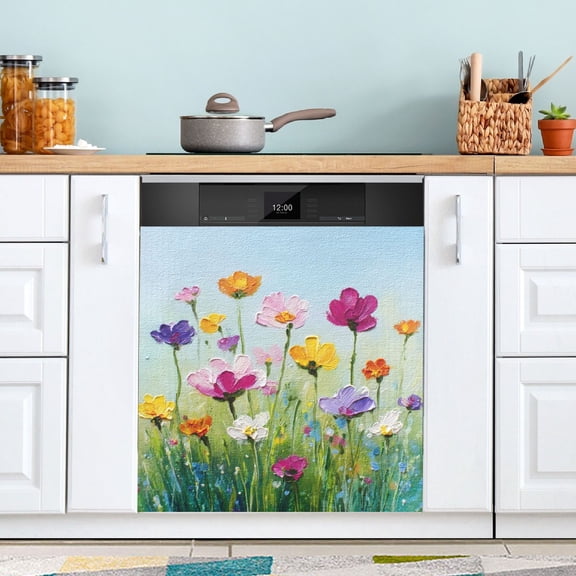 Dishwasher Sticker Magnetic Dishwasher Sticker Magnetic Decorative Sticker Refrigerator Sticker Dishwasher Decorative Stickers Meadow Flower Spring