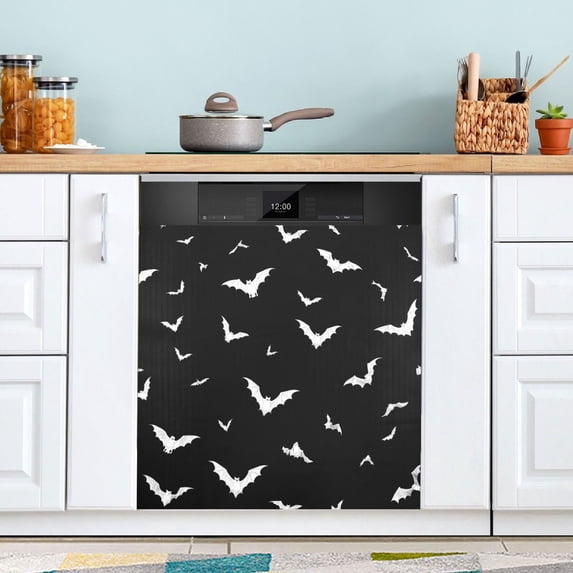 Dishwasher Sticker Magnetic Dishwasher Sticker Magnetic Decorative Sticker Refrigerator Sticker Dishwasher Decorative Stickers Moonlight Bat Background