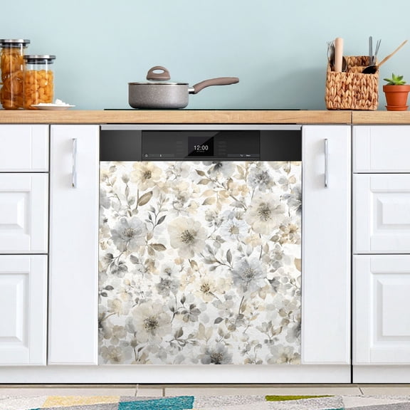 Dishwasher Sticker Magnetic Dishwasher Sticker Magnetic Decorative Sticker Refrigerator Sticker Dishwasher Decorative Stickers Muted Gray Flowers Bouquet