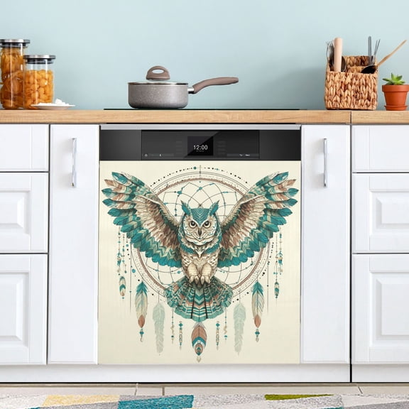 Dishwasher Sticker Magnetic Dishwasher Sticker Magnetic Decorative Sticker Refrigerator Sticker Dishwasher Decorative Stickers Owl Wings Perched