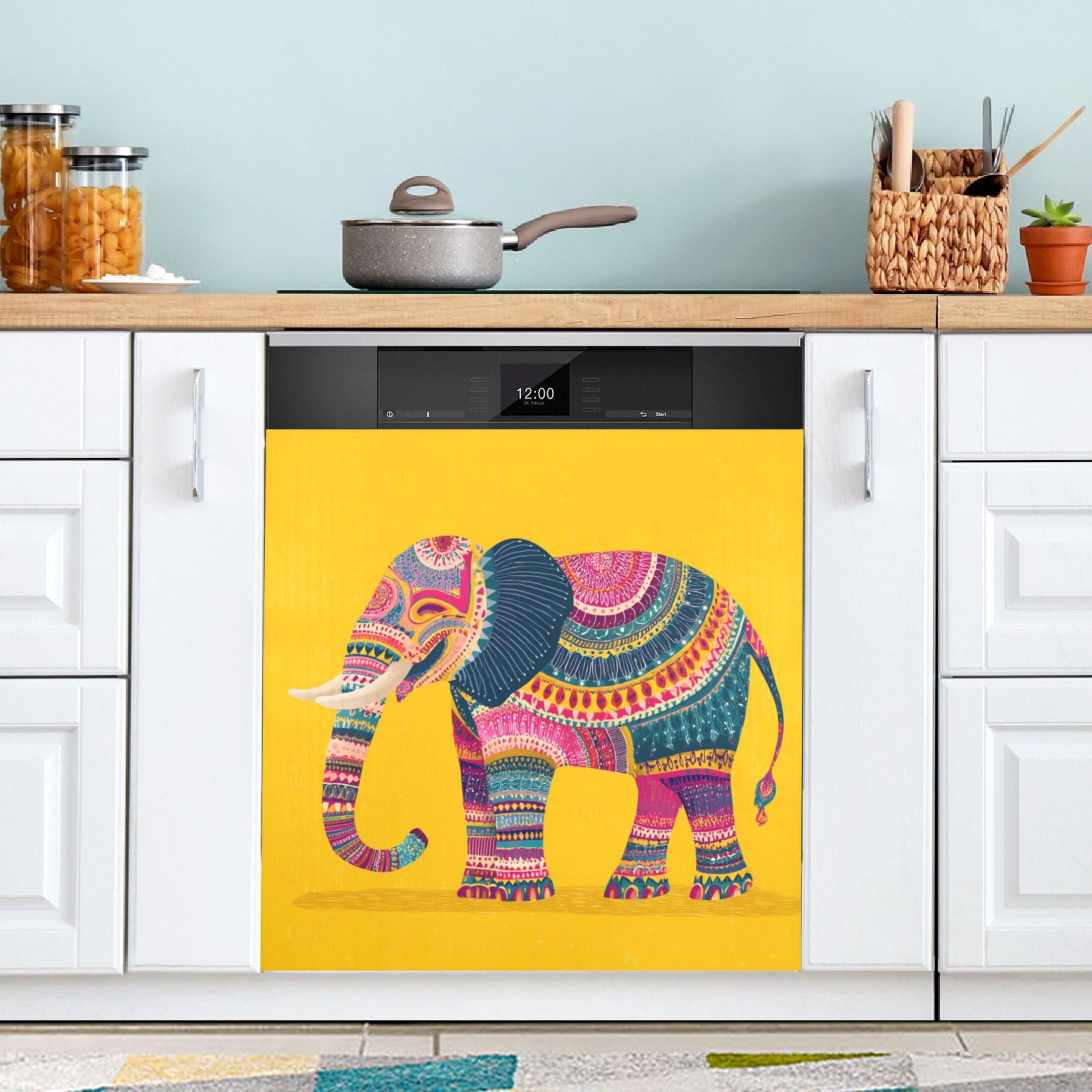 Dishwasher Sticker Magnetic Dishwasher Sticker Magnetic Decorative Sticker Refrigerator Sticker Dishwasher Decorative Stickers Pink Elephant