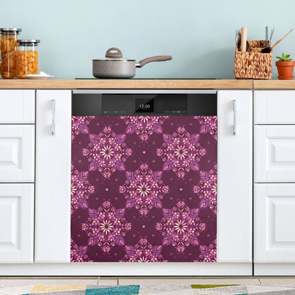 Dishwasher Sticker Magnetic Dishwasher Sticker Magnetic Decorative Sticker Refrigerator Sticker Dishwasher Decorative Stickers Plum Purple Geometric Blooms