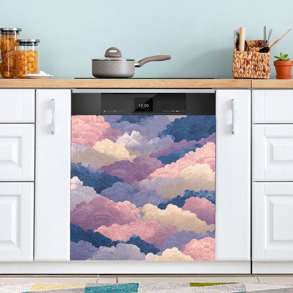 Dishwasher Sticker Magnetic Dishwasher Sticker Magnetic Decorative Sticker Refrigerator Sticker Dishwasher Decorative Stickers Purple Cloud Cartoon